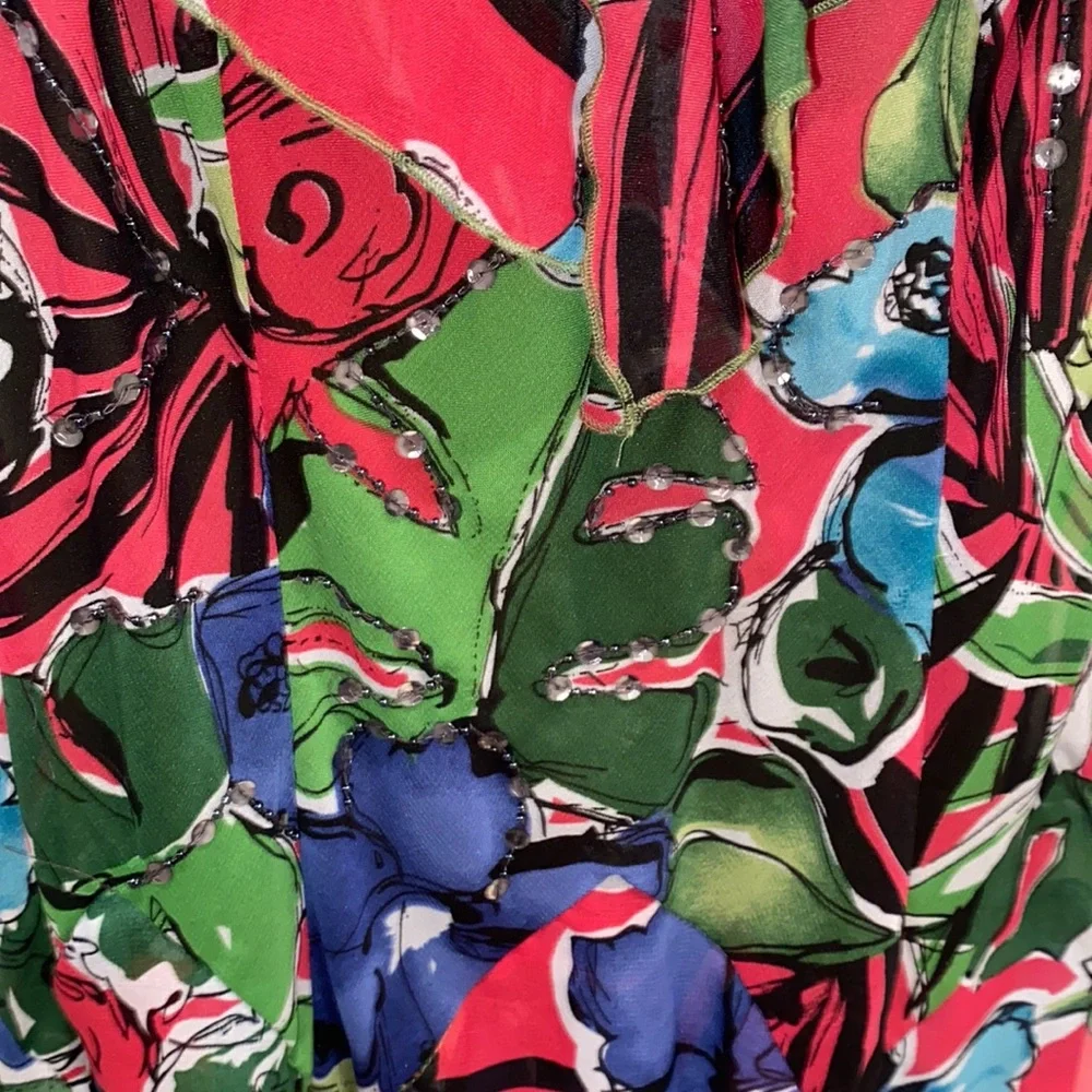 Vintage Signature by Robbie Bee Colorful Floral Pattern Midi Dress - Picture 4 of 8